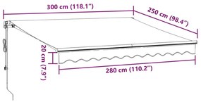 Τέντα Πτυσσόμενη Αυτόματη με LED Καφέ 300x250 εκ. - Καφέ