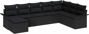 vidaXL Σετ Καναπέ Κήπου με μαξιλάρι 8 pcs Μαύρο Πολυ ράταν