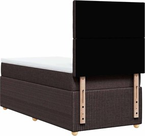 vidaXL Κρεβάτι Boxspring με Στρώμα Σκούρο Καφέ 100x200 εκ. Υφασμάτινο
