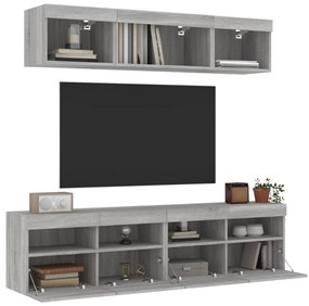 vidaXL Έπιπλα Τοίχου Τηλεόρασης 5 τεμ. LED Γκρι Sonoma από Επεξ. Ξύλο