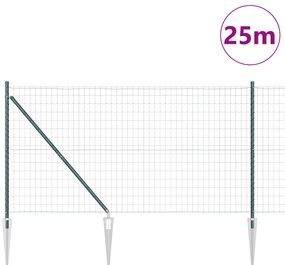 vidaXL Euro Fence με 13 Σταθεροποιητές 1.2x25μ Γαλβανισμένο Ατσάλι Πράσινο