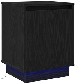 vidaXL Κομοδίνο με LED Φώτα Μαύρο 39x34,5x50 εκ.
