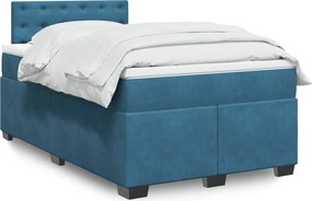 vidaXL Κρεβάτι Boxspring με Στρώμα Μπλε 120x200 εκ. Βελούδινο