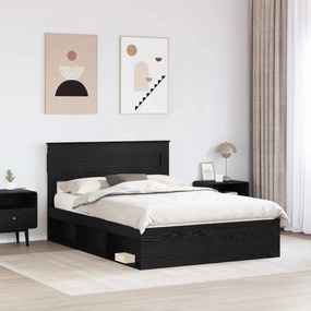 vidaXL Σκελετός Κρεβατιού Μαύρη Δρυς 150 x 200 cm Επεξεργασμένο Ξύλο