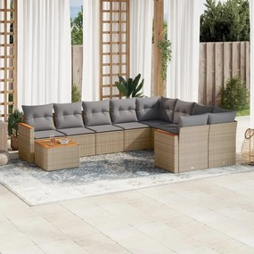 vidaXL Patio Sofa Set 9,0-θέσια Μικτό μπεζ