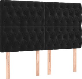 vidaXL Κεφαλάρι Μαύρο Βελούδινο 160x7x118/128 εκ.