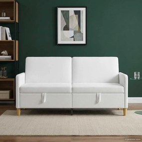 vidaXL Καναπές με Αποθήκευση Λευκό 172 x 78 x 87 εκ Πολυεστέρας