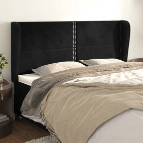 Κεφαλάρι με Πτερύγια Μαύρο 163x23x118/128 εκ. Βελούδινο 3117872