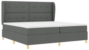 vidaXL Κρεβάτι Box Spring με Στρώμα  Σκούρο Γκρι 200x200 εκ. Υφάσματος