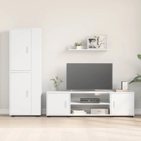 vidaXL Σετ επίπλου τηλεόρασης Επιτοίχιο 4 pcs Λευκό Επεξεργασμένο ξύλο