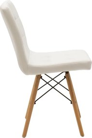 Καρέκλα Cian II PU λευκό-φυσικό πόδι 43x56x81 εκ.