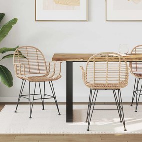 vidaXL Καρέκλα τραπεζαρίας 2 pcs Καλάμι και Σίδερο Φυσικό