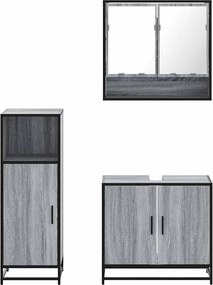 vidaXL Σετ Επίπλων Μπάνιου 3 Τεμαχίων Γκρι Sonoma Επεξεργασμένο Ξύλο