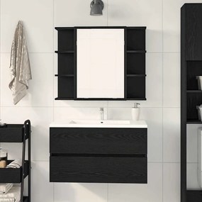 vidaXL Ντουλάπα Καθρέφτη με ράφι Μαύρη δρυς 80 x 20.5 x 64 εκ