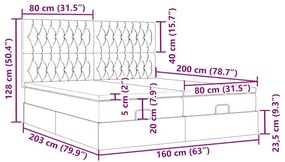 Οθωμανικό κρεβάτι με στρώματα Μαύρο 160x200cm Ύφασμα - Μαύρο