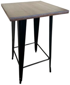 Τραπέζι Bar ArteLibre Βιομηχανικού Τύπου Vintage ARTEKTO Μαύρο/Καφέ Μέταλλο/Ξύλο 60x60x103cm