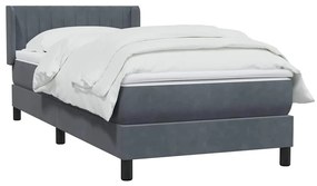 vidaXL Κρεβάτι Boxspring με Στρώμα Σκούρο Γκρι 80x220 εκ. Βελούδινο