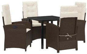 vidaXL Σέτ φαγητού για κήπο 5 pcs Καφέ συνθετικό ρατάν