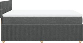vidaXL Κρεβάτι Boxspring με Στρώμα Σκούρο Γκρι 140x200 εκ Υφασμάτινο