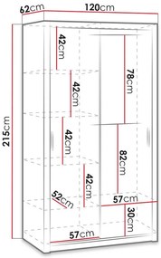 Ντουλάπα Providence G104, Monastery δρυς, 215x120x62cm, 127 kg, Πόρτες ντουλάπας: Ολίσθηση, Αριθμός ραφιών: 5, Αριθμός ραφιών: 5 | Epipla1.gr