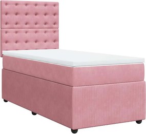 vidaXL Κρεβάτι Boxspring με Στρώμα Ροζ 80 x 200 εκ. Βελούδινο
