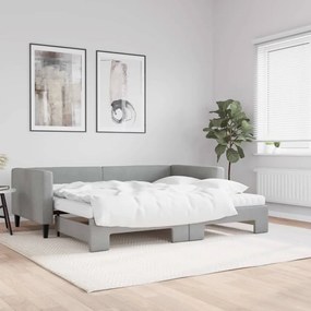 Καναπές Κρεβάτι Συρόμενος Αν. Γκρι 90x200εκ Ύφασμα Στρώματα - Γκρι