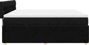vidaXL Κρεβάτι Boxspring με Στρώμα Μαύρο 200x200 εκ. Υφασμάτινο