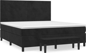 vidaXL Κρεβάτι Boxspring με Στρώμα Μαύρο 160x200 εκ. Βελούδινο