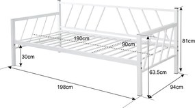 Κρεβάτι-Καναπές Remmie pakoworld μέταλλο λευκό 90x190εκ