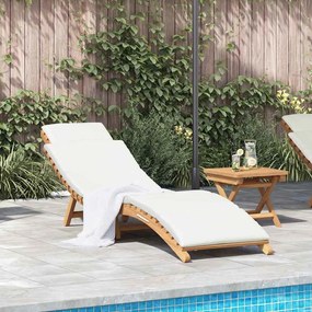 vidaXL Ξαπλώστρα Κρεμ λευκό 188 x 55 x 59 εκ. Μασίφ ξύλο teak