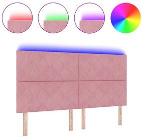 vidaXL LED Κεφαλάρι σε ροζ με σχέδιο διαμαντιών, 180 εκ., από βελούδο