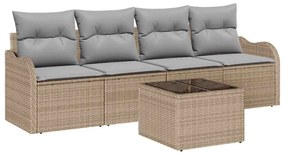 vidaXL Σετ Καναπέ Κήπου 5 pcs Μπεζ Πολυ ράταν