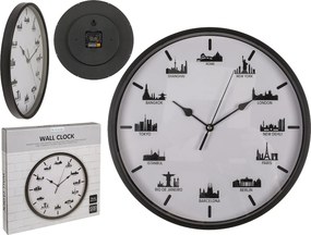 Ρολόι Τοίχου Skylines Λευκό/Μαύρο Πλαστικό Φ30cm