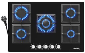 Glass Gas Stove IsEasy MGBG-775S2 Five-zones (square)
