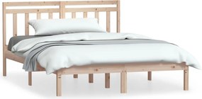 vidaXL Πλαίσιο Κρεβατιού 135 x 190 εκ. από Μασίφ Ξύλο Double