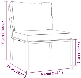 Καρέκλες Κήπου 2 τεμ. 60 x 74 x 79 εκ. Ατσάλι με Γκρι Μαξιλάρια - Μαύρο