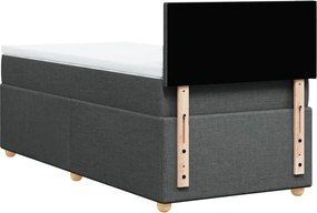 vidaXL Κρεβάτι Boxspring με Στρώμα Σκούρο Γκρι Single Υφασμάτινα