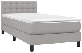 vidaXL Κρεβάτι Boxspring με Στρώμα Ανοιχτό Γκρι 100x200 εκ. Υφασμάτινο