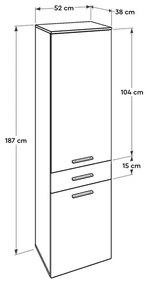 Ντουλάπι με καλάθι απλύτων Diamond Megapap χρώμα λευκό gloss 52x38x187εκ.