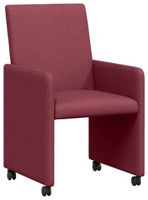 vidaXL Καρέκλες Φαγητού με Ρόδες 2 pcs Μπορντό 57 x 66 x 94 εκ ύφασμα