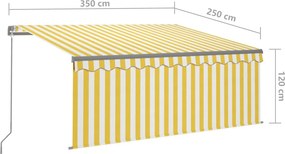 vidaXL Χειροκίνητη τέντα με ηλιακό LED 3,5 x 2,5 m