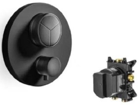 Almar Thermo-Core Push Black matt Θερμοστατικός μίκτης εντοιχισμού 3 εξόδων+κιτ εντοιχισμού