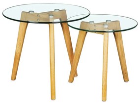 TARGET Τραπεζάκι Βοηθητικό Ξύλο - Γυαλί 8mm Φ 40cm H.41cm Ε7745,2