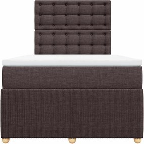 vidaXL Κρεβάτι Boxspring με Στρώμα Σκούρο Καφέ 120x200 εκ. Υφασμάτινο