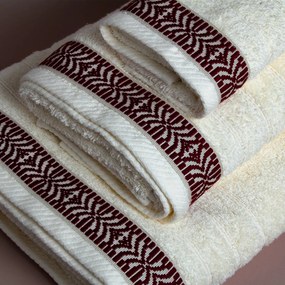 Πετσέτες Μπάνιου (Σετ 3τμχ) White Fabric Maribelle Red 500gsm