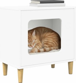 vidaXL Σπίτι Γάτας Λευκό 51 x 30 x 52 εκ. Επεξεργασμένο ξύλο