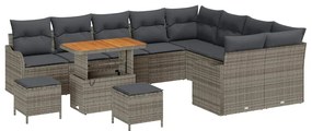 vidaXL Σετ Καναπέ Κήπου 12 pcs Γκρι συνθετικό ρατάν