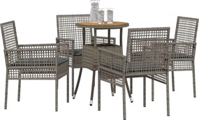 vidaXL Σέτ φαγητού για κήπο 5 pcs Γκρι συνθετικό ρατάν