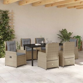 vidaXL Σέτ φαγητού για κήπο 7 pcs Μπεζ συνθετικό ρατάν