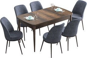 Extendable Dining Table &amp; Chairs Set (7 Pieces) Han - Baroque, Fume Baroque
Fume